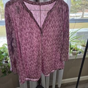 L.L. Bean Purple Patterned Top